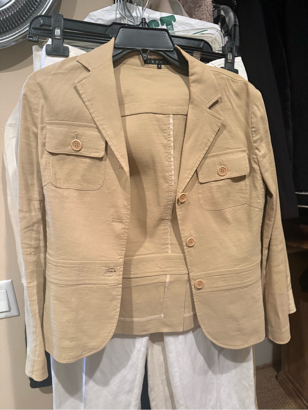 Theory Beige Utility Blazer Jacket